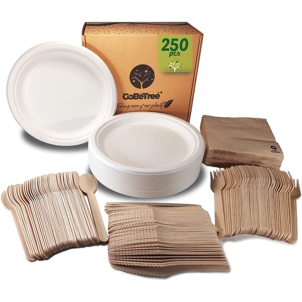 Emballage KaiLai - Assiettes jetables rondes en pulpe de bagasse de canne à  sucre pour fête d